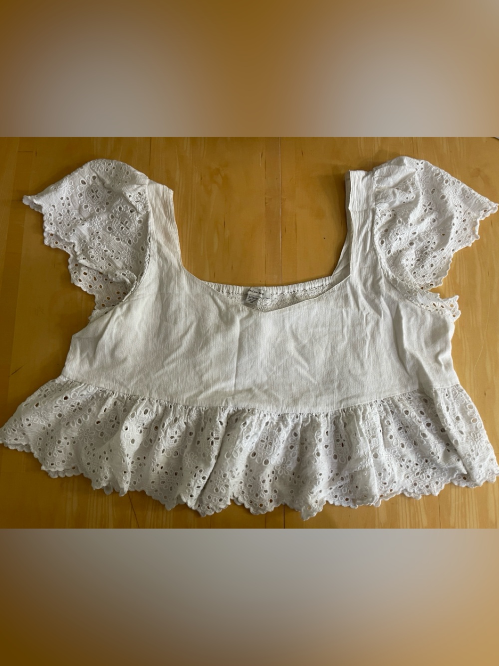 American Eagle Outfitters White Eyelet Peplum Blouse